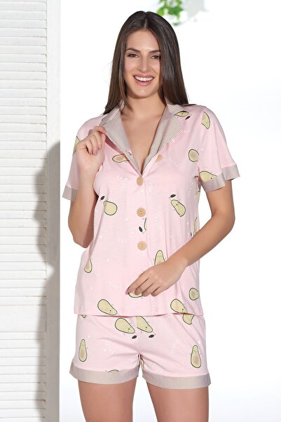 Sevim Düğmeli Şort Takım 12841