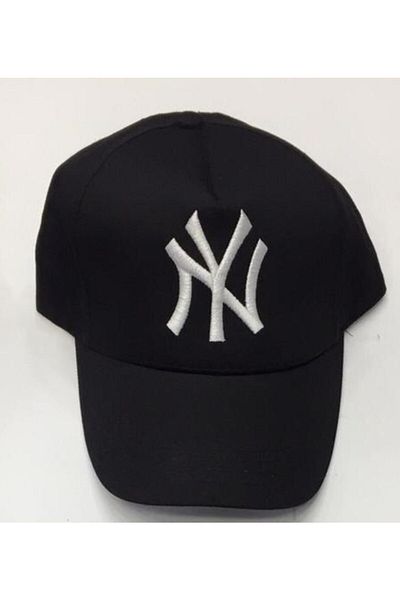 ÖZBEBİŞİM New York Ny Written Black Sports Cap - White Embroidered