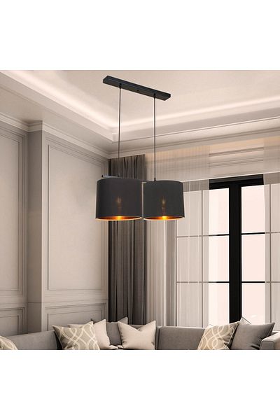 Gloria Marcella 2 Row Chandelier Black-Gold