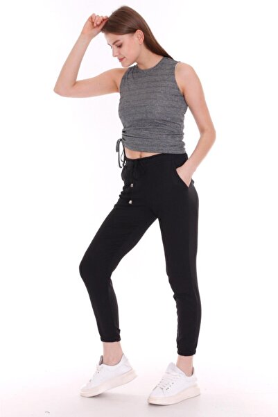 ZY BUTİK قميص قصير رمادي لامع مخطط بأربطة بدون أكمام