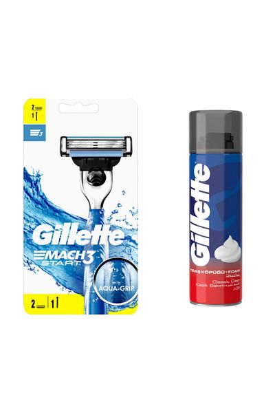 Gillette Mach3 Start Spare Razor Blade + Classic Care Shaving Foam 200 ml