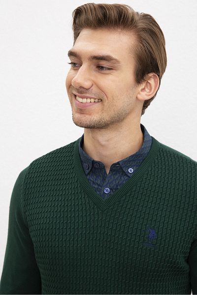 U.S. Polo Assn. Pulover verde pentru bărbați
