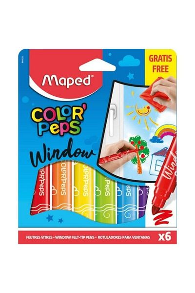 Maped Color Peps Felted Glass Paint Pen + Fiber Cloth 6 Colors3154148448204