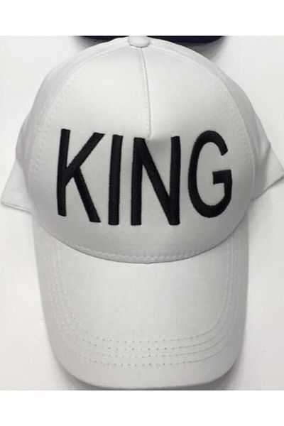 ÖZBEBİŞİM Sports Hat White with Black Embroidered King Written