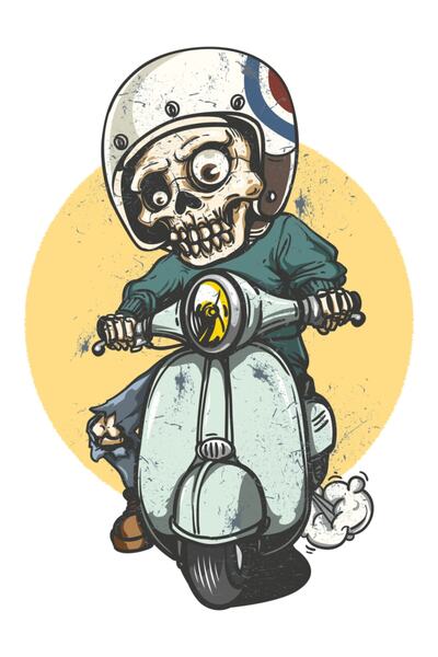 Quart Aksesuar Kuru Kafa Kurukafa Sticker Vespa 14 X 10 Cm