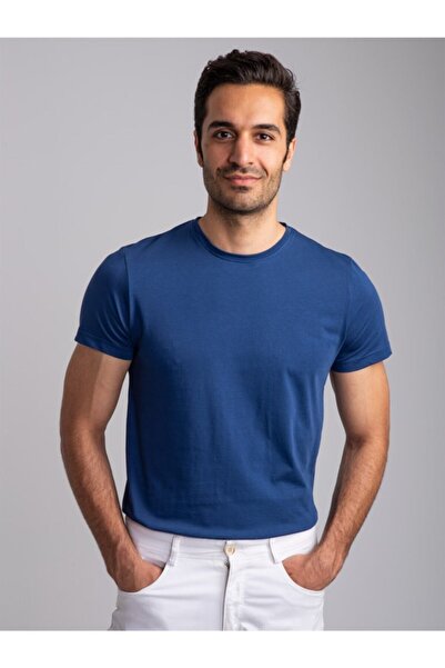 Gizavogue Tricou basic Indigo cu guler tip bicicletă