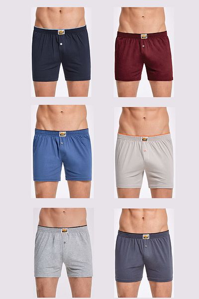 İlke Men's Solid Color Combed Cotton Boxers 6 Pieces