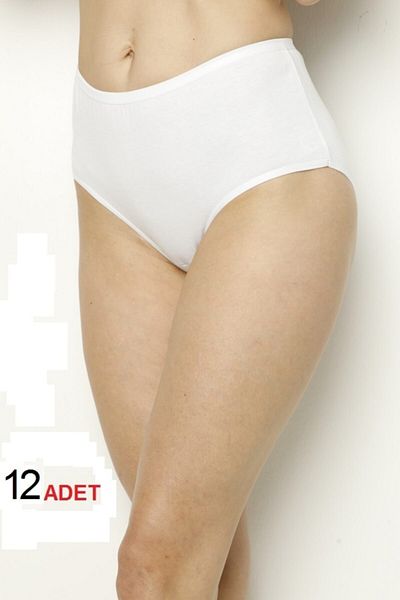 Tutku Women's White Lycra Bato Panties Zg 12 Pack
