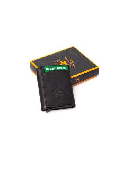 Westpolo Genuine Leather Unisex Mechanismed Wallet Card Holder