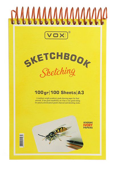 VOX 100 gr. Caiet de desen pentru schițe - A3 - . 100 de coli de hârtie de culoare maro