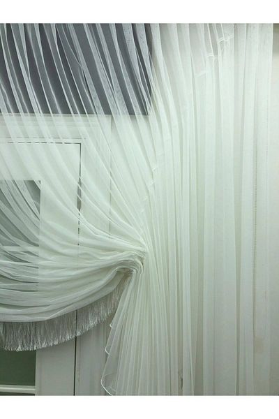 Esse Home Grek Tulle Curtain - Honeycomb Floor Double Breasted Tulle (Fringe Included), 550x250, Kravuze, 1/4