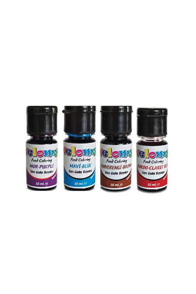 velomy Gıda Boyası Sıvı 10 Gr Likit Gıda Boyası 4 Lü Set