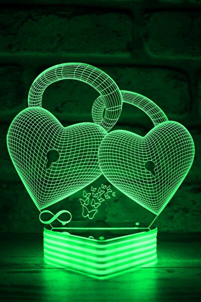 Hediye Kovanı قفل القلب هدية للحبيب مظهر ثلاثي الأبعاد بمصباح LED