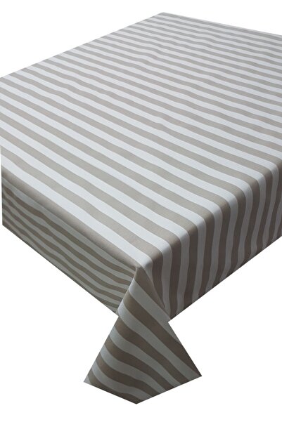 Ekselans Home مفرش طاولة مطبخ من قماش البط المقاوم للبقع باللون البيج والأبيض