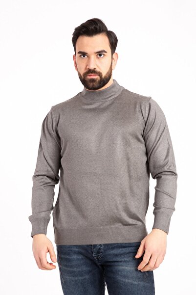 NACAR STORE Men's Gray Half-Neck Sweater
