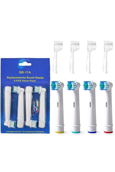 LOVYCO Oral-b Için Yedek Diş Fırçası 4'lü Yedek Başlık 4 Kapak B Braun Diş Fı...