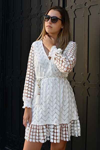 Bohemian White Lace Stylish Mini Dress