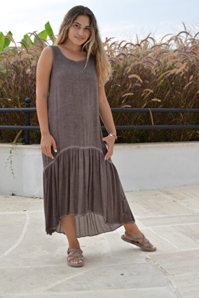 Bohemian Women's Brown Natural Long Dress
