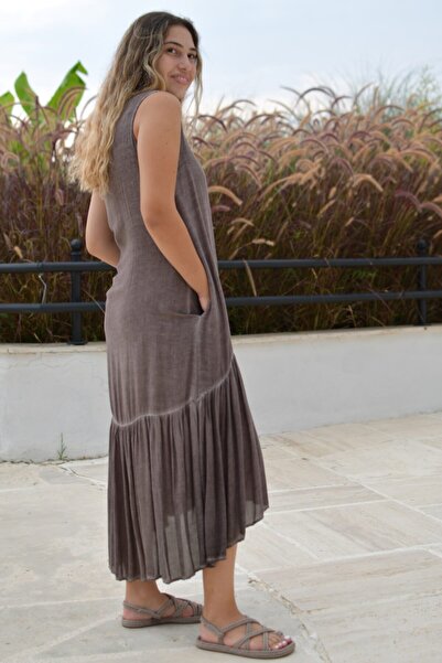 Bohemian Women's Brown Natural Long Dress