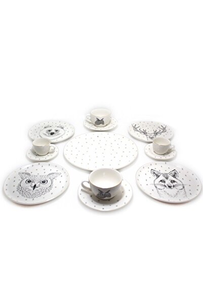Porland Forest 4 Kişilik Çay Fincanlı Karma Sunum Seti 13 Parça