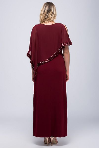 Şans Große Größen in Abendkleid - Bordeaux - Asymmetrisch