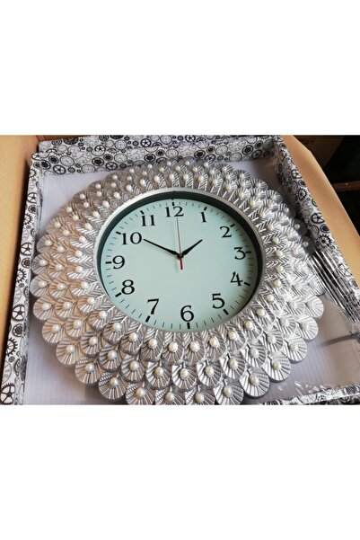 HARPUTLUPLASTİK Dekoratif Taşlı Yuvarlak Duvar Saati Bakır Rengi