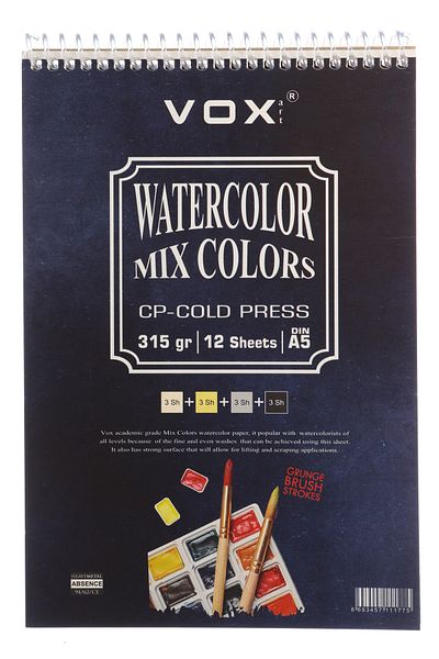 Vox Art Bloc de acuarelă Mix 315 gr - Presă la rece A5 -12 coli