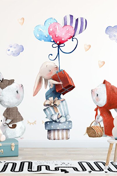 TUGİBU مجموعة ملصقات حائط على شكل أرنب لغرفة الأطفال