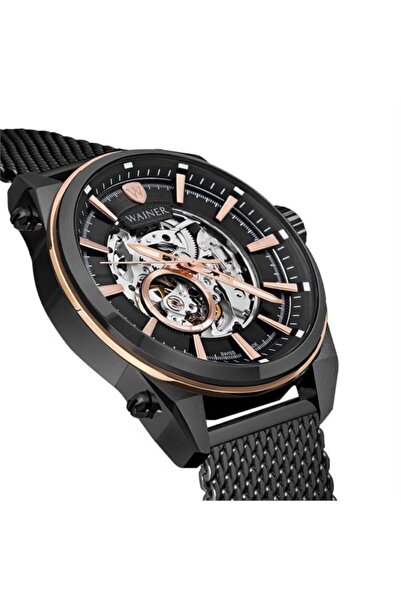 Wainer Erkek Siyah Otormatik Kol Saati Wa.25988-b Swiss Made