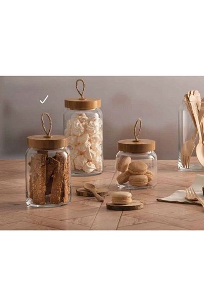 Paşabahçe 43583 Woody Bamboo Lid Jar Storage Container 860 Cc