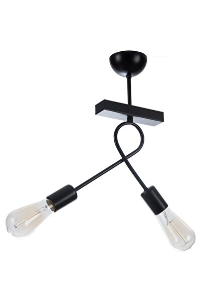 Genel Markalar Şık Siyah Pırıl 2'li Avize, Modern ve Elegant Aydınlatma Seti