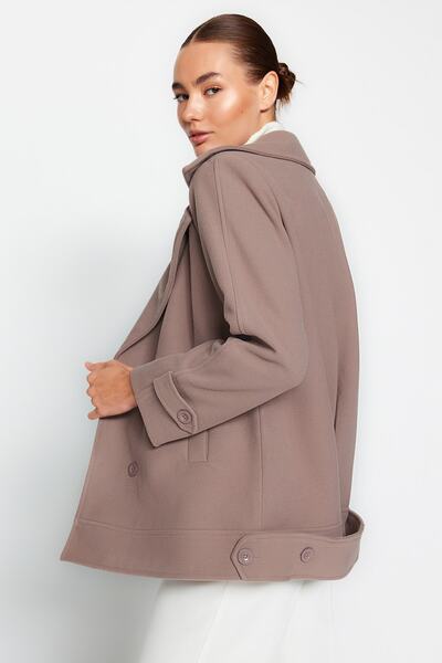 Trendyol Collection Mink Oversize Wide Cut Stamp Coat TWOAW24KB00148