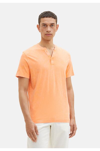 Tom Tailor T-Shirt Kurzarmshirt mit Henley-Ausschnitt und ausgewaschener Optik