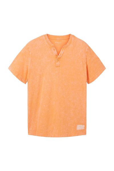 Tom Tailor T-Shirt Kurzarmshirt mit Henley-Ausschnitt und ausgewaschener Optik