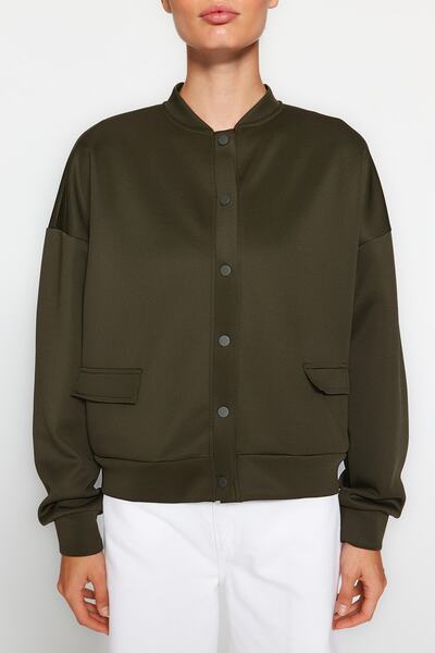 Trendyol Collection Khaki Pocket részletes pattintható gombos búvárkabát TWOAW24CE00003