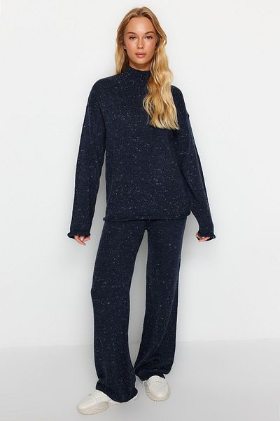 Trendyol Collection Navy Blue Gradient Knitwear Set - Wool Top and Bottom Set TWOAW24AU00106