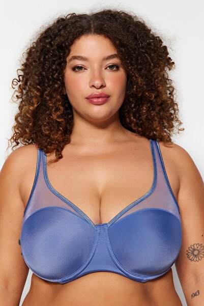 Trendyol Curve Indigo Mesh Detailne Pokryté Podprsenka TBBAW23CW00004