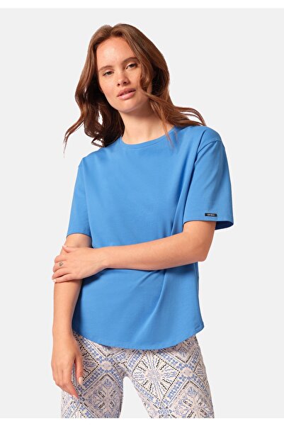 Skiny T-Shirt Pyjamaoberteil mit kurzen Ärmeln, Rundhalsausschnitt und abgerundetem Saum