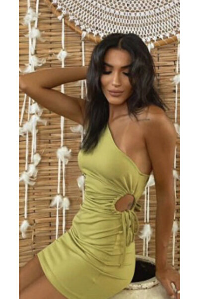 St boutique Tek Kol Büzgü Detaylı Mini Elbise