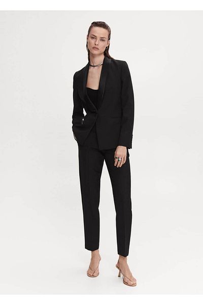 MANGO Woman Satin Collar Blazer Jacket