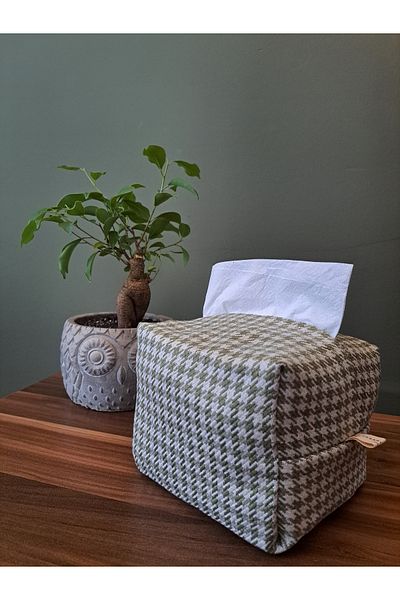 Tasarım Sentezi Handmade Napkin Holder Wet Wipes And Accessory Case Bag Green