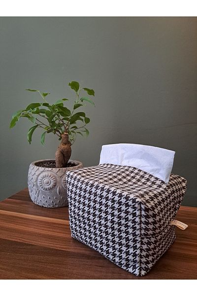Tasarım Sentezi Handmade Napkin Holder Wet Wipes And Accessory Case Bag Dark Brown
