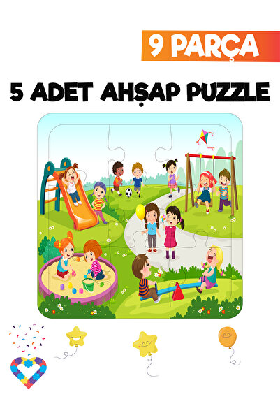 esatoys 9 Parçalı Montessori Ahşap Puzzle Seti – 2‑3 Yaş Eğitsel Oyun