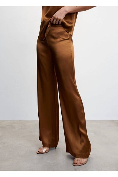 MANGO Woman Satin Palazzo Trousers