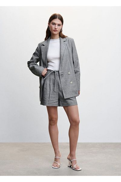 MANGO Woman Zweireihige Leinenjacke