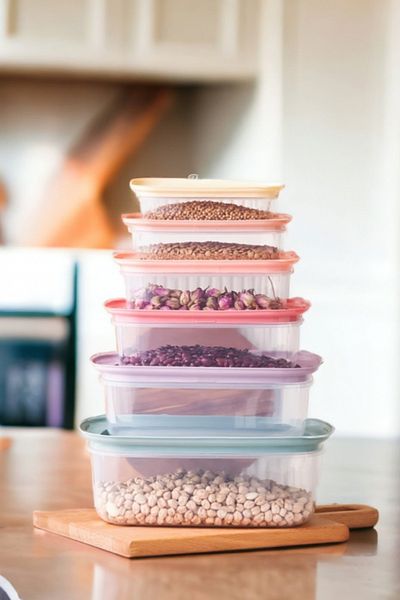 Melkan Home Storage Containers 6-Piece Colorful Storage Containers with Lids Rectangular Storage Container Set