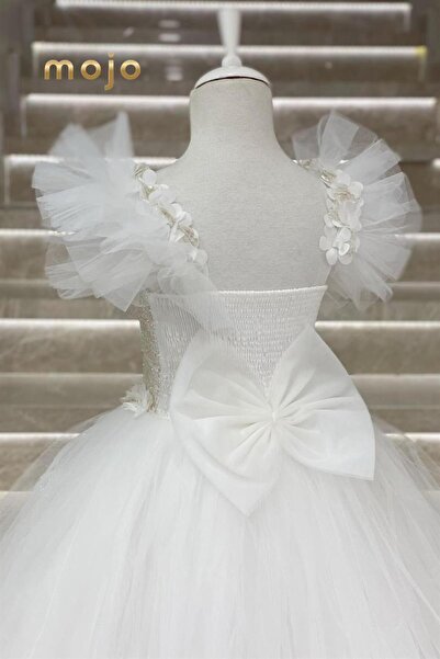 Mojo Bebek Mojo Kız Çocuk Tarlatanlı Gelinlik 9004 Beyaz