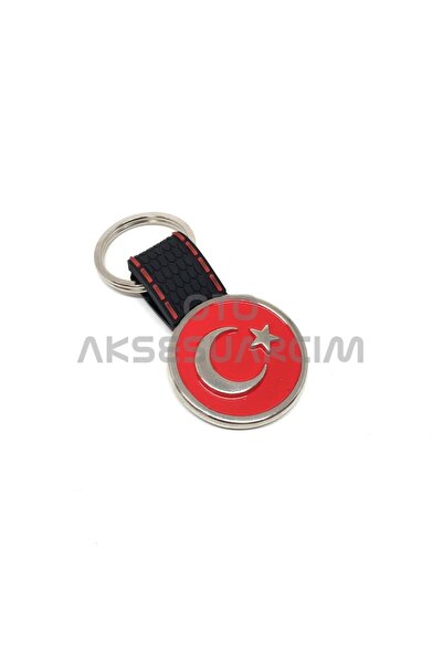 Oto Aksesuarcım Turkish Flag Silicone Luxury Metal Car Keychain Black