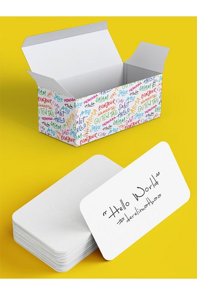 DERELİ MATBAA White Note Card Word Tag Boxed 100 Pieces Custom Oval Cut