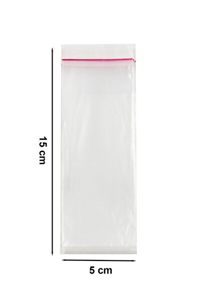 repro design 5x15 cm Şeffaf Bantlı Poşet 100 Adet